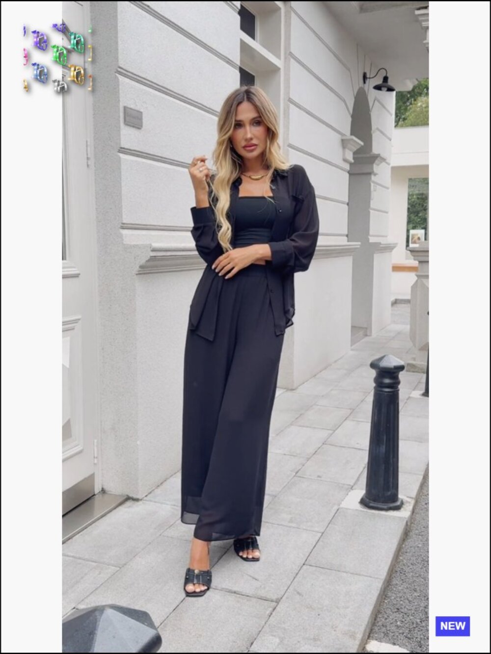 Wide Leg Palazzo Pants Elastic Waist Flowy Chiffon Trouser Loose Beach Summer - Picture 4 of 6